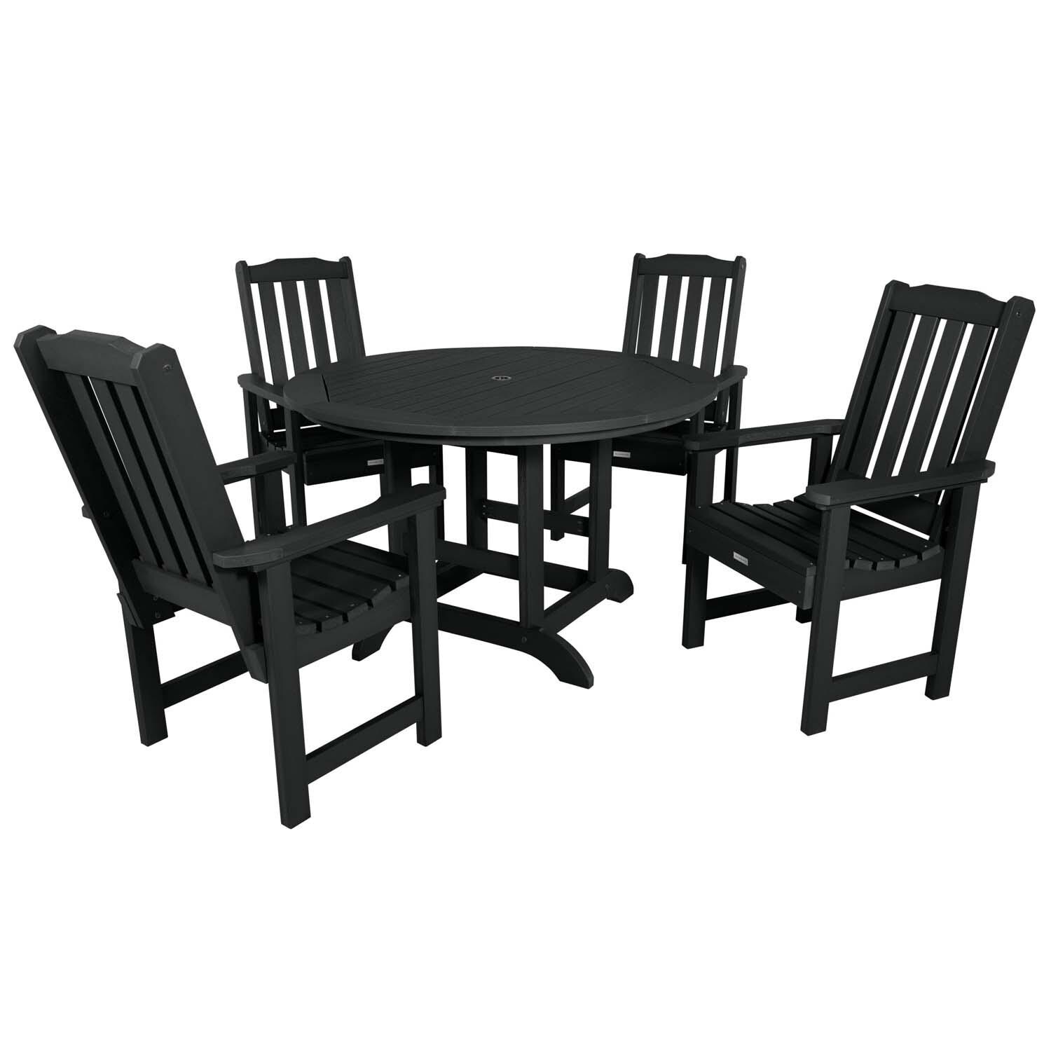 Hart Lane 5 Pc Set Recycled Plastic Dining Set In Black By Lakeview - White Background thumbnail