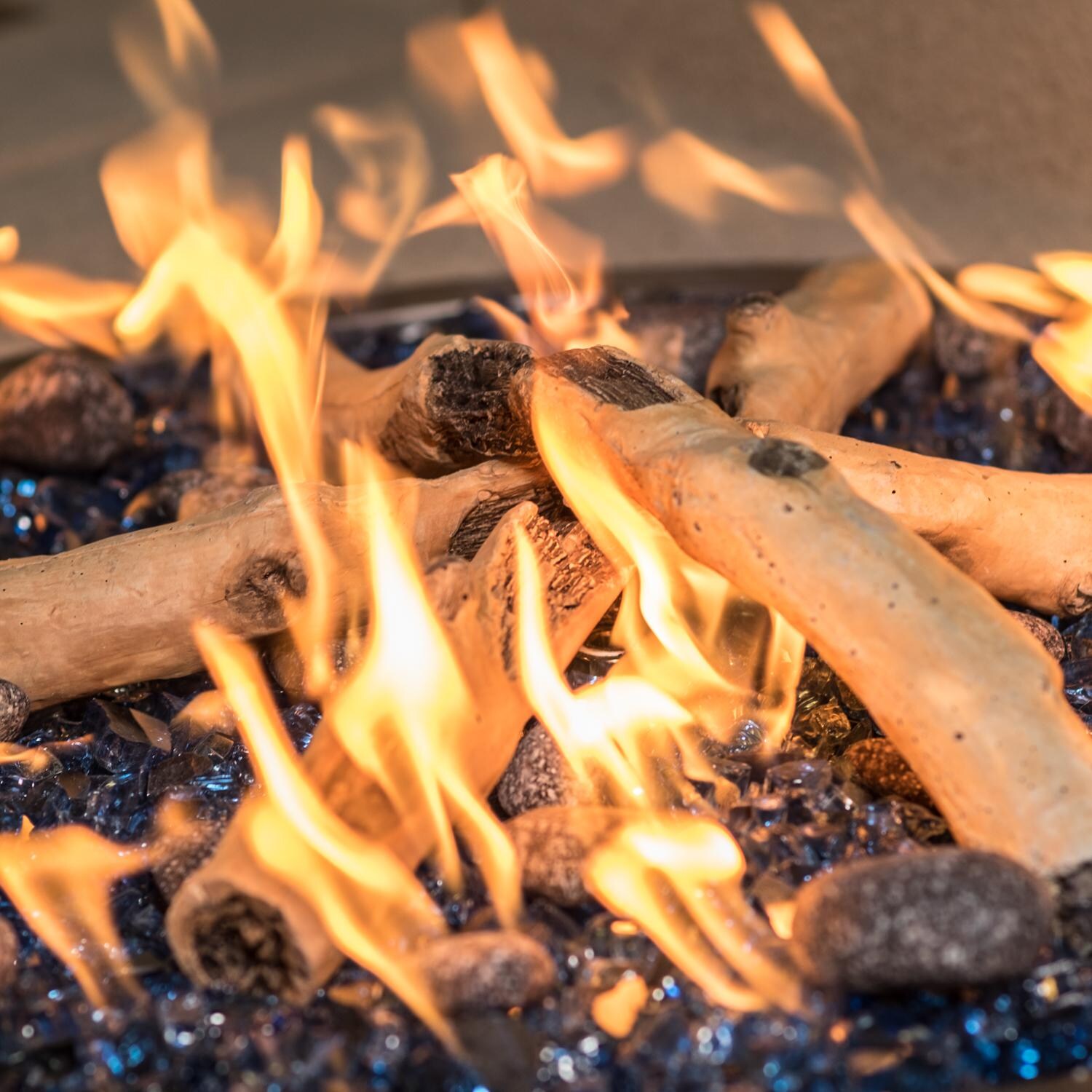 Enhance A Fire - DRBT-GS - Gulf Shores Driftwood Twigs - Closeup With Mixed Media Lit 2 thumbnail