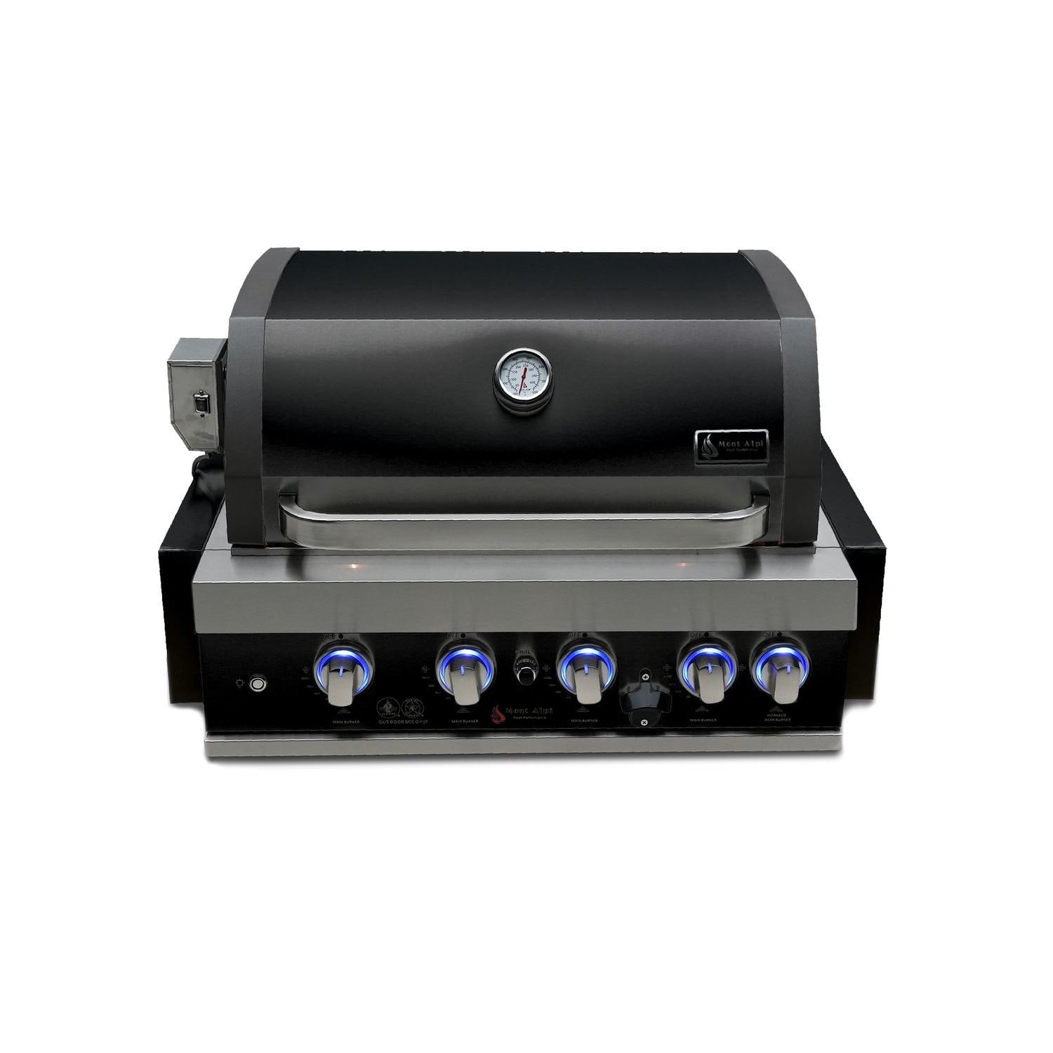 Mont Alpi 400 Black Series 32-in 4 Burner Built-In Natural Gas Grill w/ Rotisserie (Ships Propane w/ Conversion Kit) - MABi400-BSS + MANGK