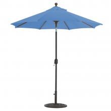 Galtech 7.5 Ft. Octagonal Aluminum Patio Market Umbrella W/ Crank Lift And Deluxe Auto Tilt - Black Frame W/ Sunbrella Canvas Pacific Blue Canopy