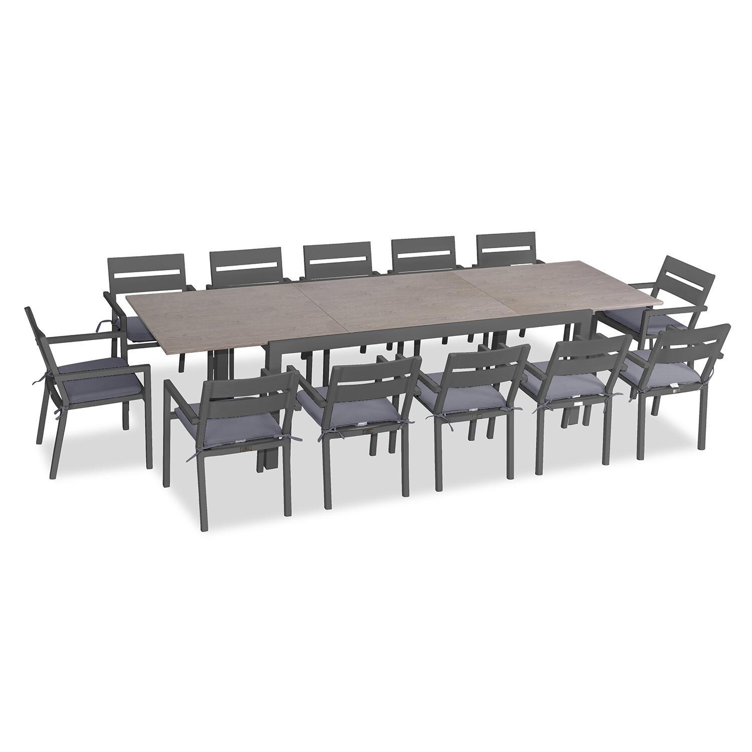 Calm Bay 13 Pc Extendable Dining Set in Slate/Canvas Charcoal by Lakeview - White Background thumbnail
