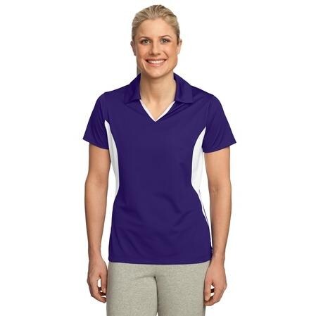 Sport-Tek Ladies Side Blocked Micropique Sport-Wick Polo Shirt 4XL - Purple/White