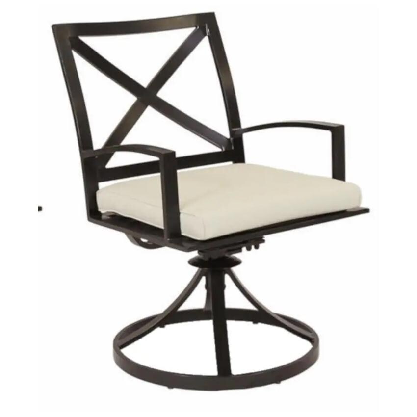 Sunset West 401-11-5492 La Jolla Aluminum Swivel Rocker Dining Arm Chair W/ Sunbrella Canvas Flax Cushion thumbnail
