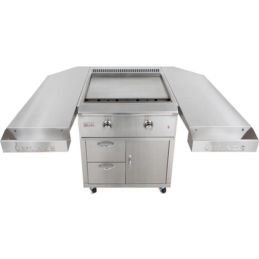 Blaze LTE 30-Inch Natural Gas Griddle On Deluxe Cart - Griddle Surface & Side Shelves thumbnail