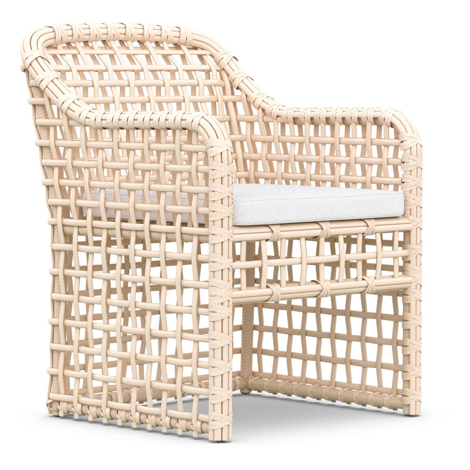 Azzurro Living Kiawah Wicker Dining Chair in Almond/Cloud - Angled - White Background thumbnail