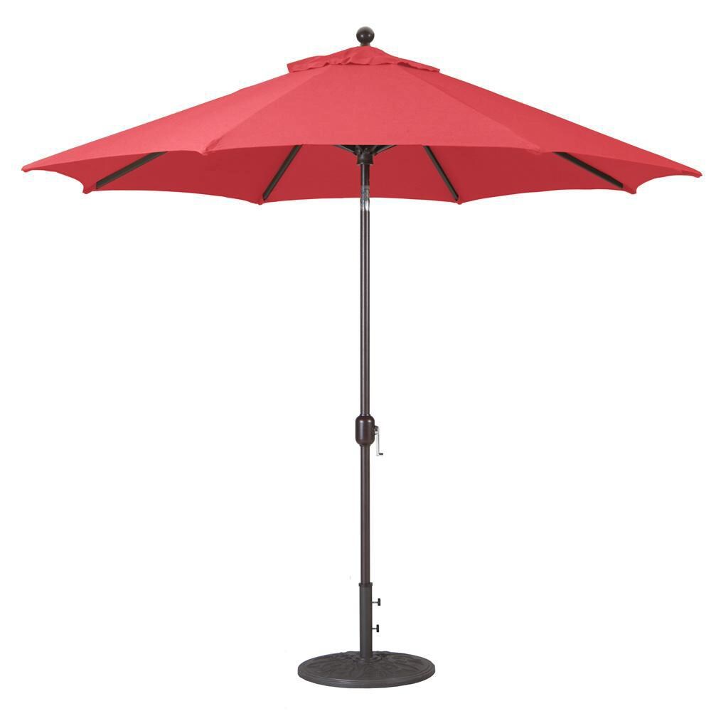 Galtech 9 Ft. Octagonal Aluminum Patio Umbrella W/ Crank Lift & Deluxe Auto Tilt - Antique Bronze Frame W/ Jockey Red Sunbrella Fabric (Umbrella Base Not Included) thumbnail