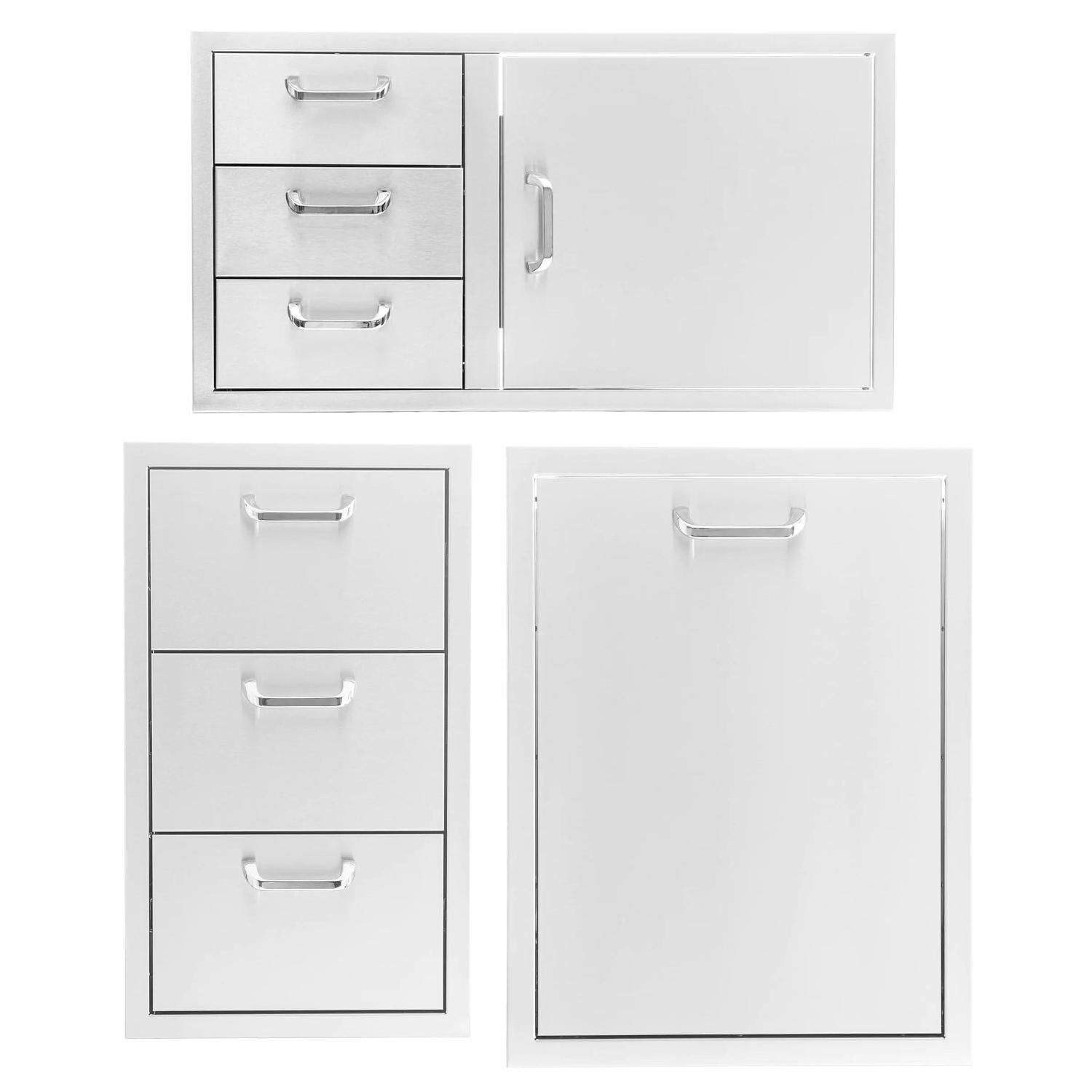 BBQGuys Signature 3 Pc 39-in Contempo/Traditional Door & Drawer Combo Outdoor Kitchen Storage Package - Traditional - White Background thumbnail