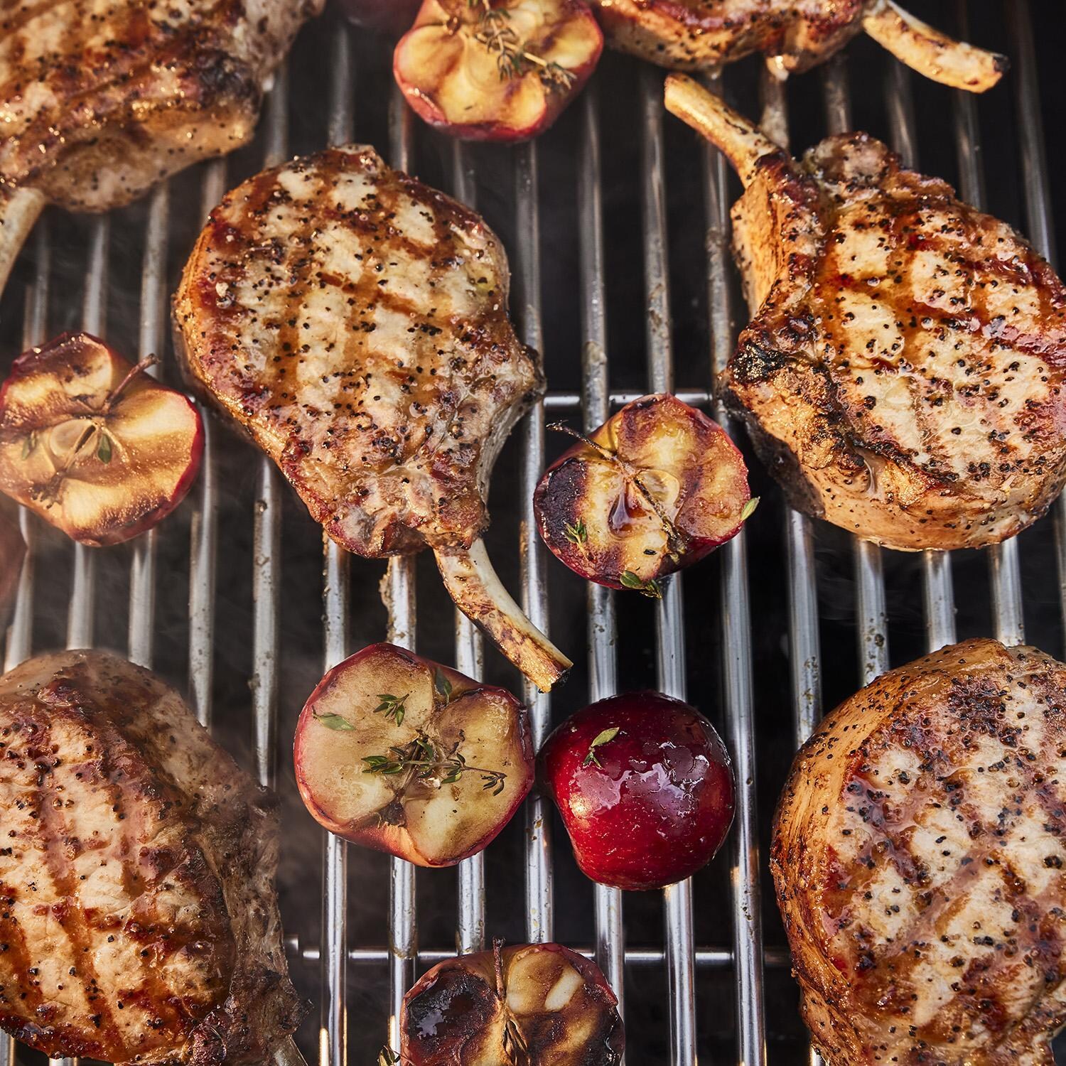 Weber 1500581 GENESIS SP-E-335 Propane Gas Grill - Grilling Porkchops - Detail thumbnail