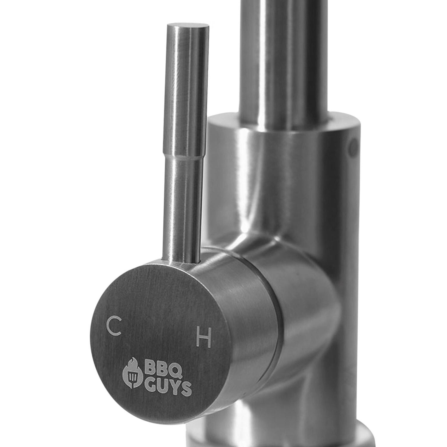 BBQGuys Signature BBQ-K127 Stainless Steel Outdoor Single Handle Gooseneck Hot/Cold Faucet - Handle thumbnail