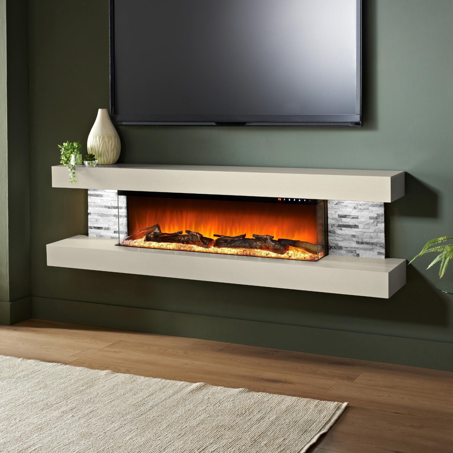 Evolution Fires EFV72M Vegas 72-Inch Wall Mount Electric Fireplace - Marfil