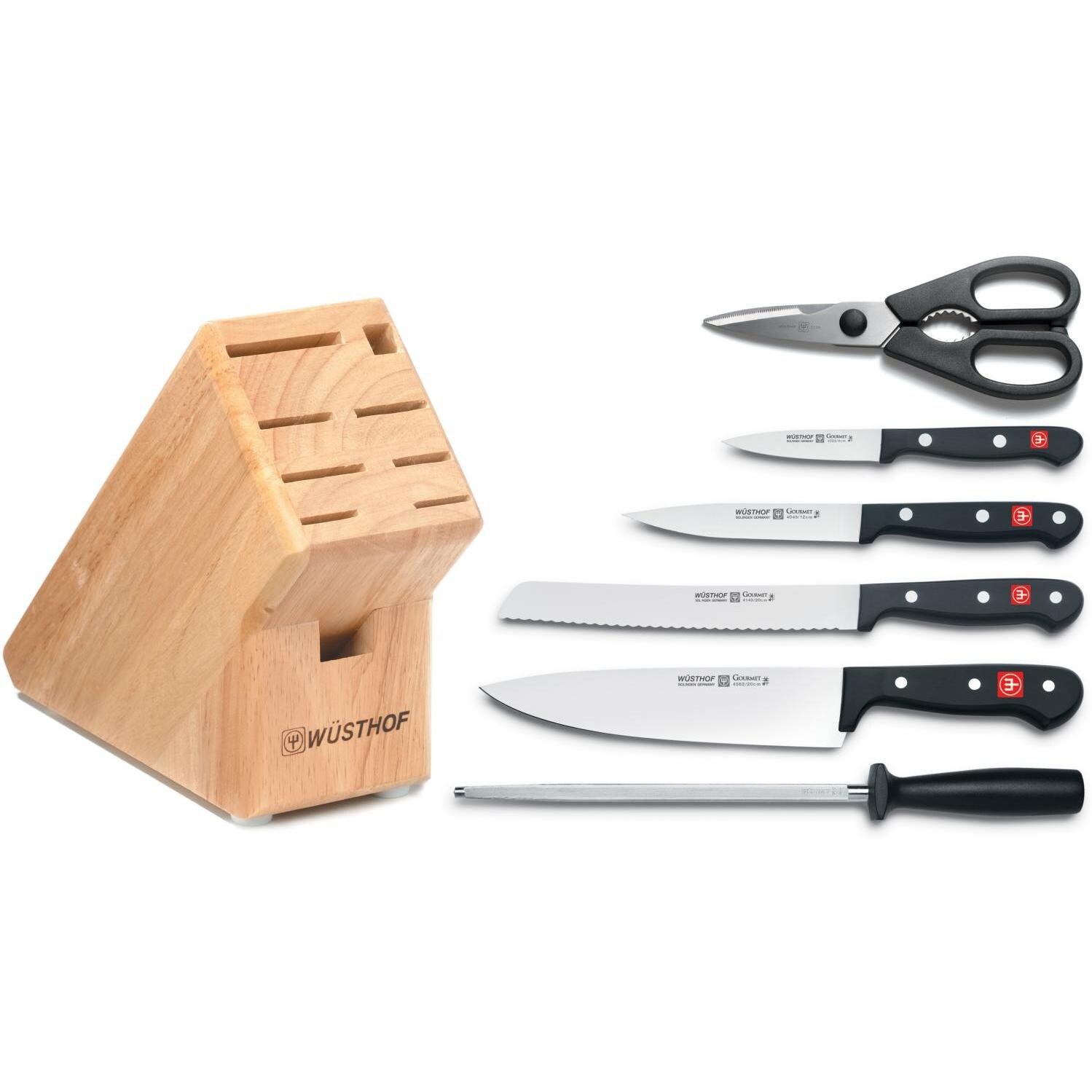 Wusthof Gourmet 7Piece Knife Block Set Natural 1700 BBQGuys