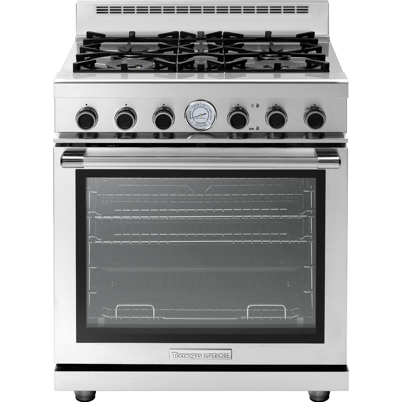 Tecnogas Superiore 30-Inch NEXT Panorama Propane Gas Range With 4 Burners - Stainless Steel - RN301GPS-S-L