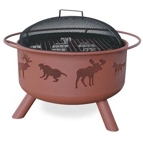 Landmann Big Sky Wildlife 24-Inch Wood Burning Fire Pit With Georgia Clay Finish
