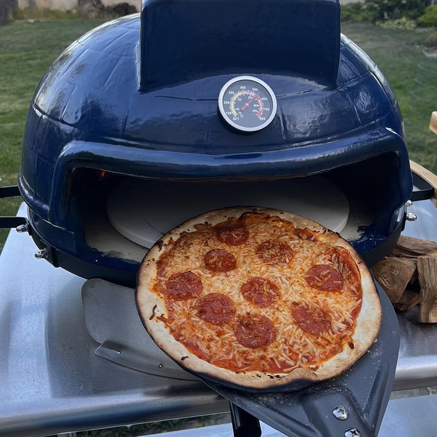 Lifesmart SCS-CPO21BLU Charcoal Pizza Oven - Blue - Finished Pizza thumbnail