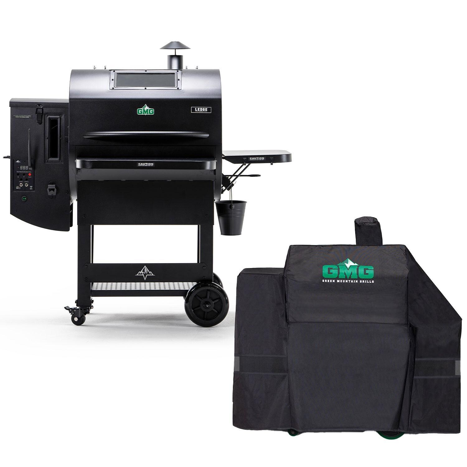 Green Mountain Grills Ledge Prime 2.0 WiFi Pellet Grill Bundle w/ SideBurn & Cover - Bundle - White Background thumbnail