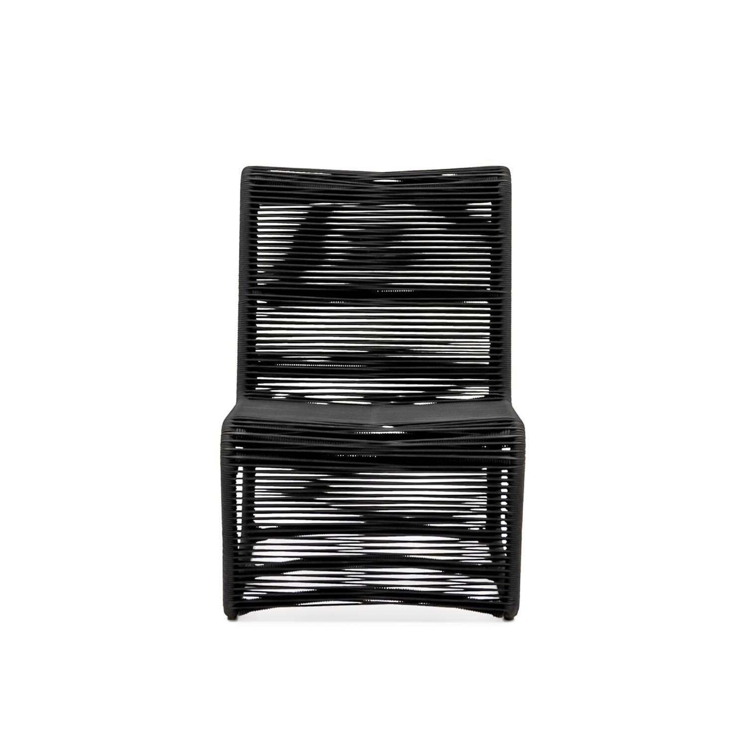 Teak + Table Breeze Olefin Rope Patio Armless Club Chair in Charcoal - Front - White Background thumbnail