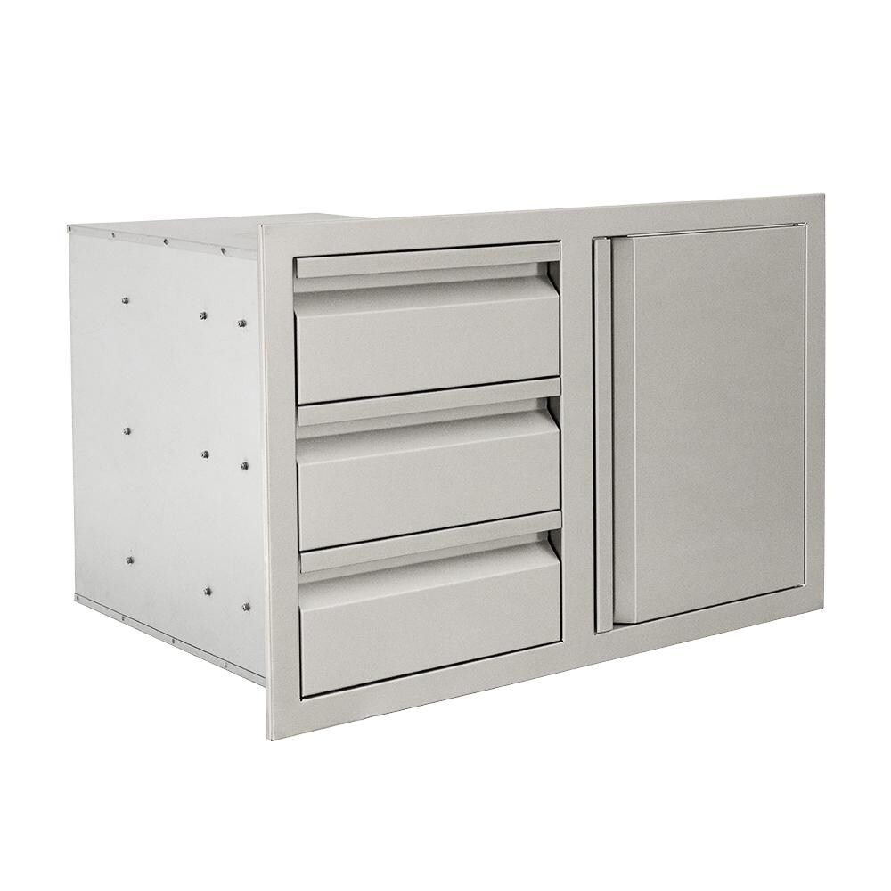 RCS VDC2SCR Valiant Triple Drawers w/ Soft Close Right Hinge Single Door - Angled Right - White Background thumbnail