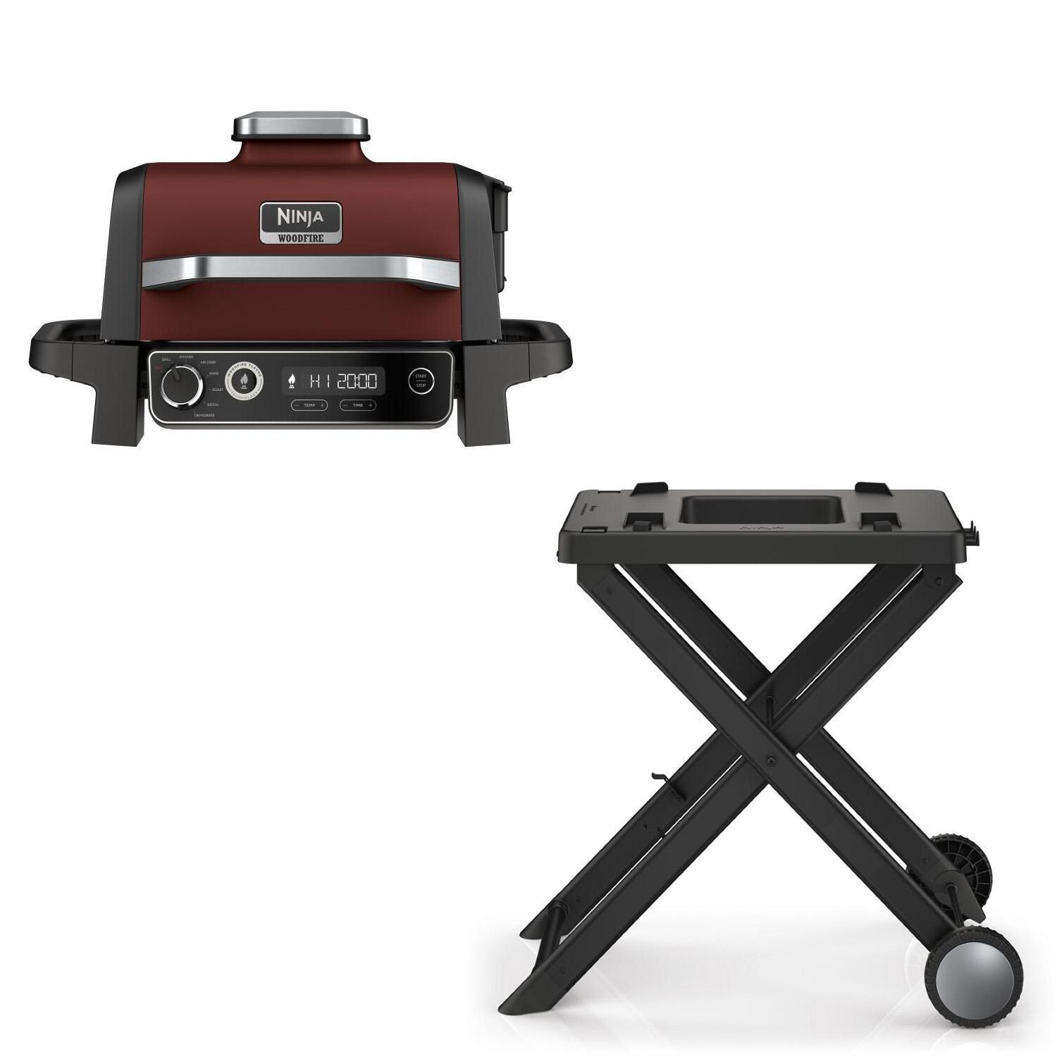 Ninja OG701RD + XSKSTAND Woodfire Grill - Red - W/ Collapsible Grill Stand - Bundle - White Background thumbnail
