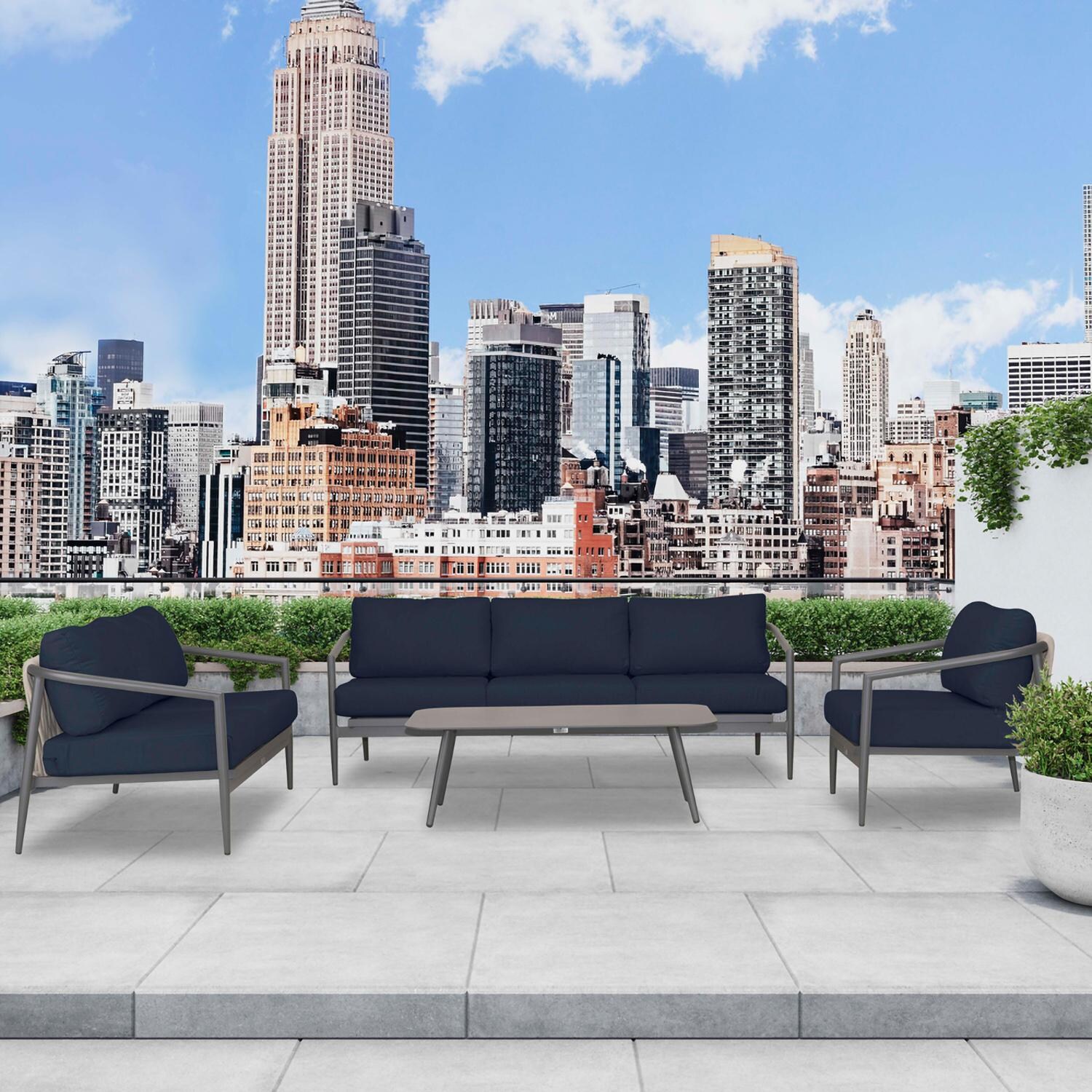 Lakeview Midnight Cove 4 Pc Aluminum Sofa Loveseat Seating Set in Slate/Pebble Gray/Spectrum Indigo - Lifestyle thumbnail