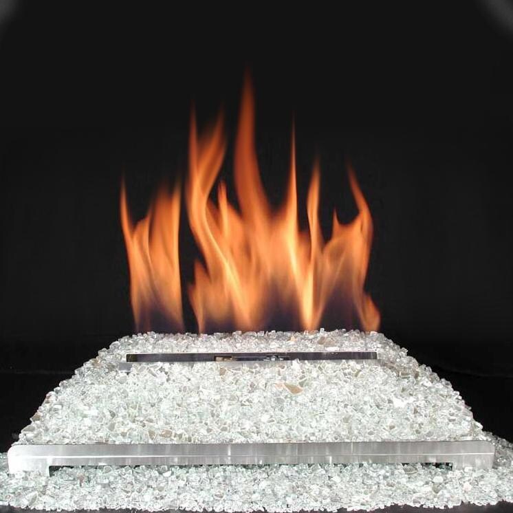 Rasmussen 24-Inch Platinum ALTERNA FireGlitter Set With Vent Free Natural Gas Stainless Steel Chassis Burner - Variable Flame Remote