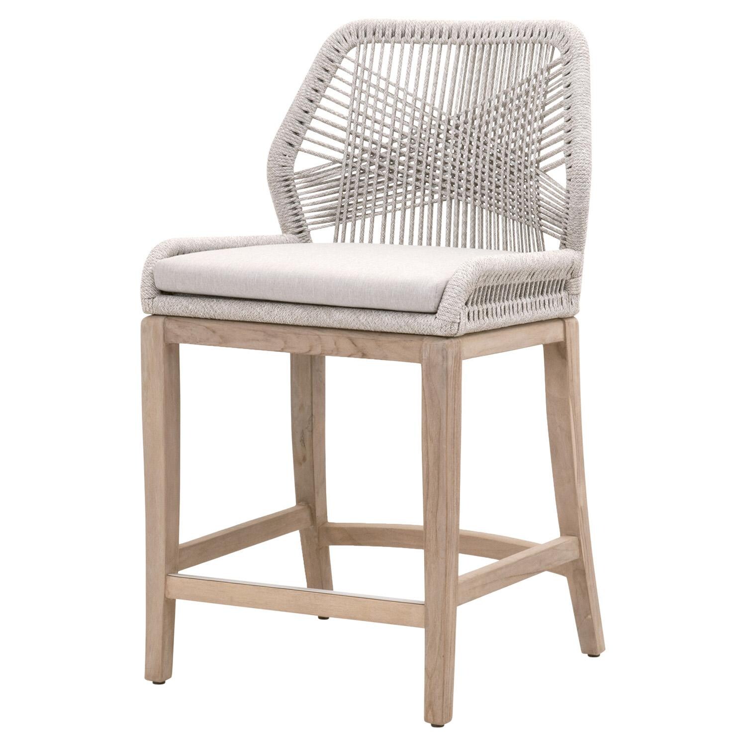 Lakeview Peninsula Way Woven Rope Counter Bar Stool in Taupe & White  - Angled View thumbnail