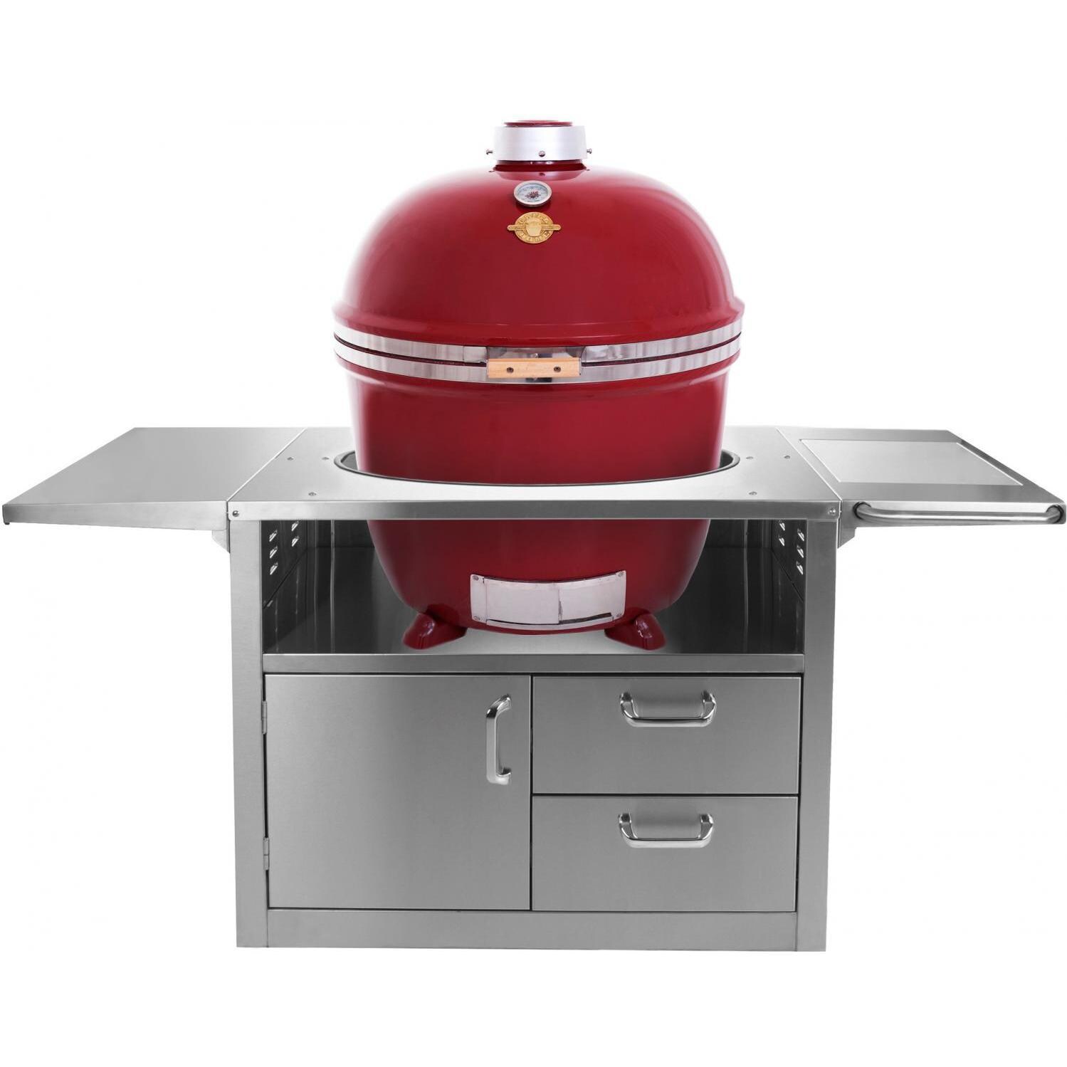 Grill Dome Infinity Series XL Kamado Grill On Stainless Steel Cart