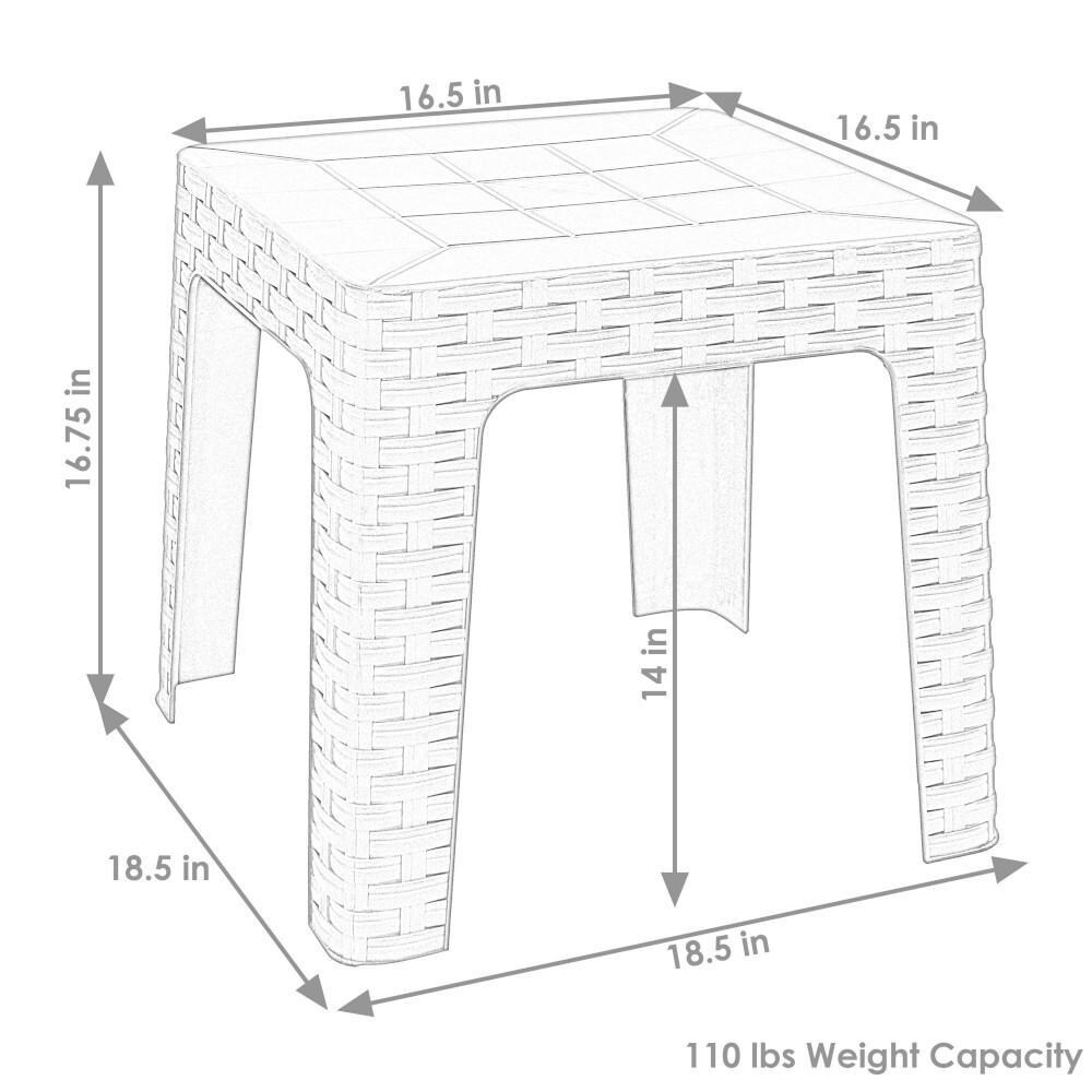 Ultimate Patio 18-Inch Square Patio Side Table - Dimensions thumbnail