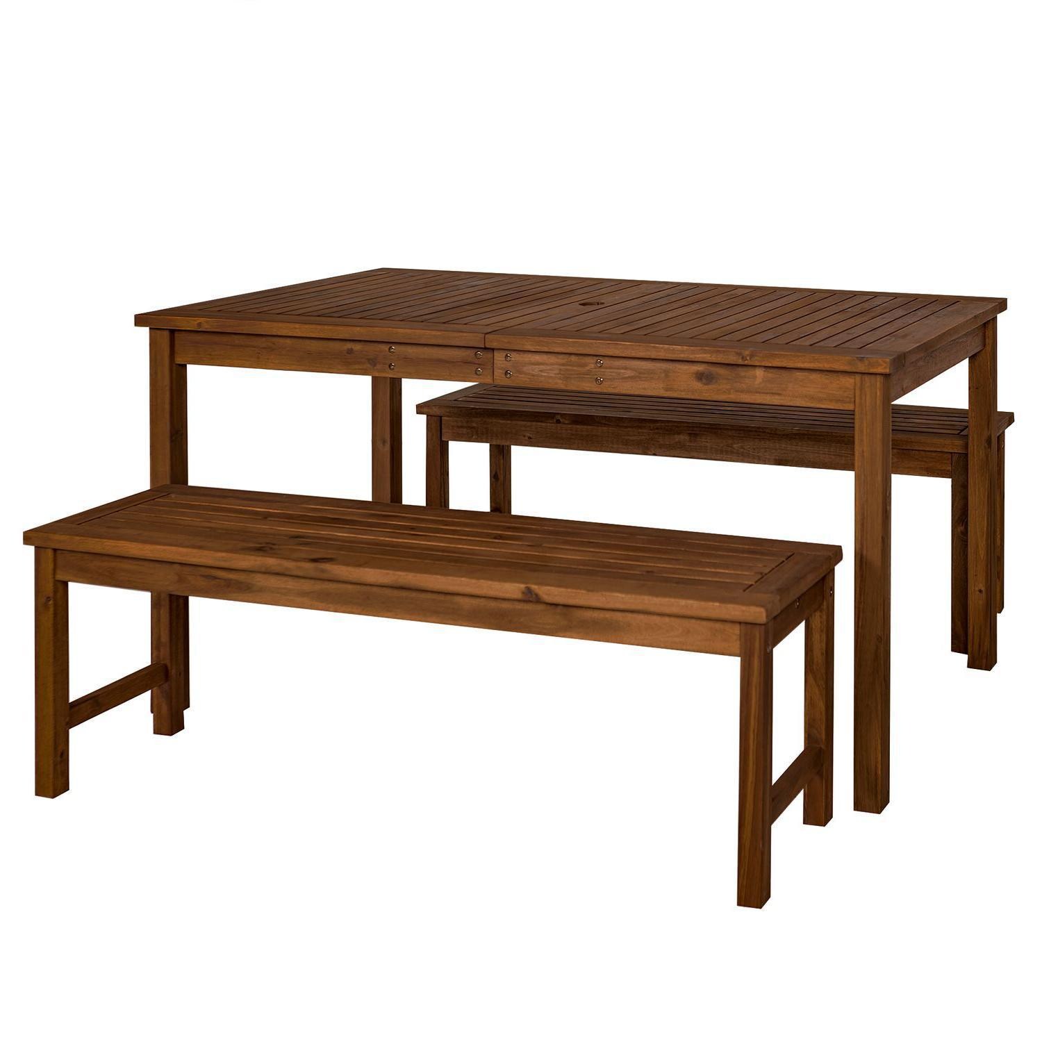 Ultimate Patio Horizon Way 3 Piece Dark Brown Acacia Patio Dining Set - Angled View thumbnail