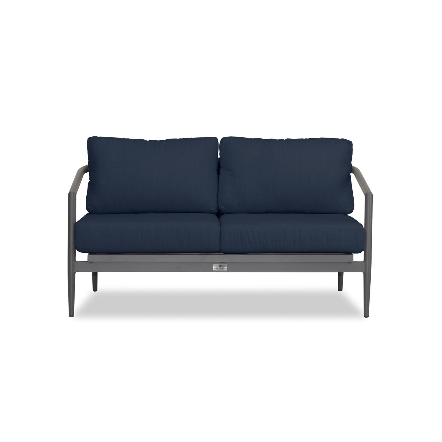 Lakeview Midnight Cove 2 Person Aluminum Loveseat in Slate/Pebble Gray/Spectrum Indigo - White Background thumbnail
