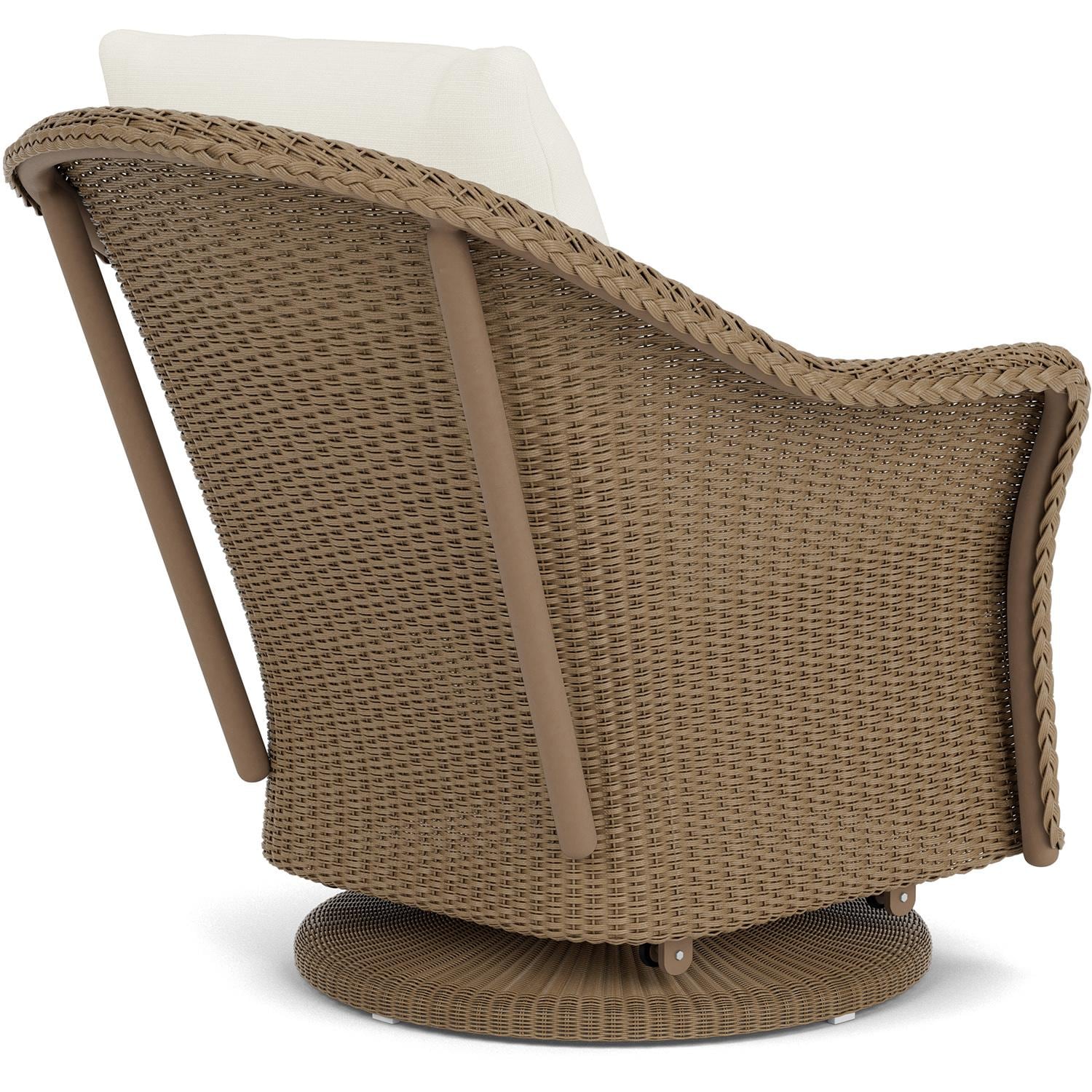 Lloyd Flanders Weekend Retreat Swivel Glider Lounge Chair in Fawn Finish W/ Sailcloth Salt Fabric - Back Right thumbnail