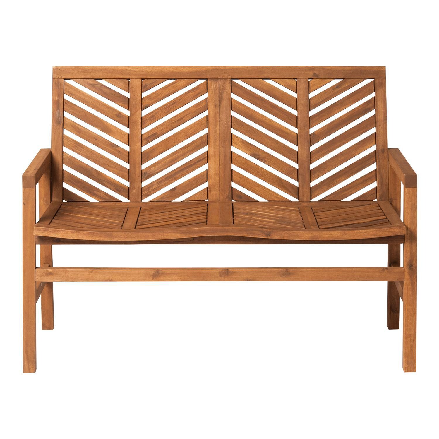 Ultimate Patio Wishlake Acacia Patio Loveseat - Brown - Front View thumbnail