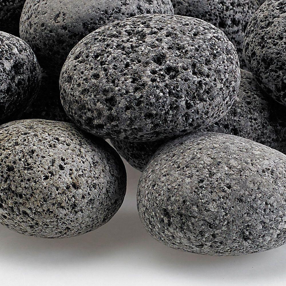 BBQGuys Signature LAVAST-M-20 Medium Gray Tumbled Lava Stone - Close-Up thumbnail