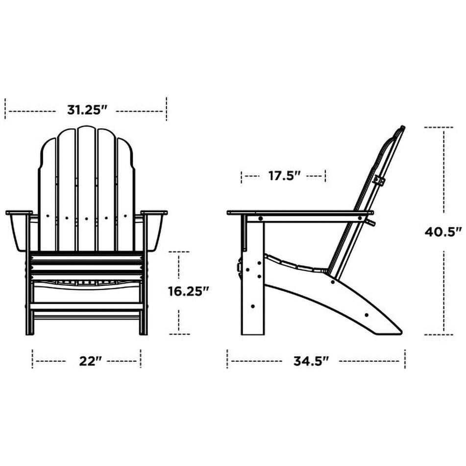 POLYWOOD Vineyard Curveback Adirondack Chair - White - Dimensions thumbnail