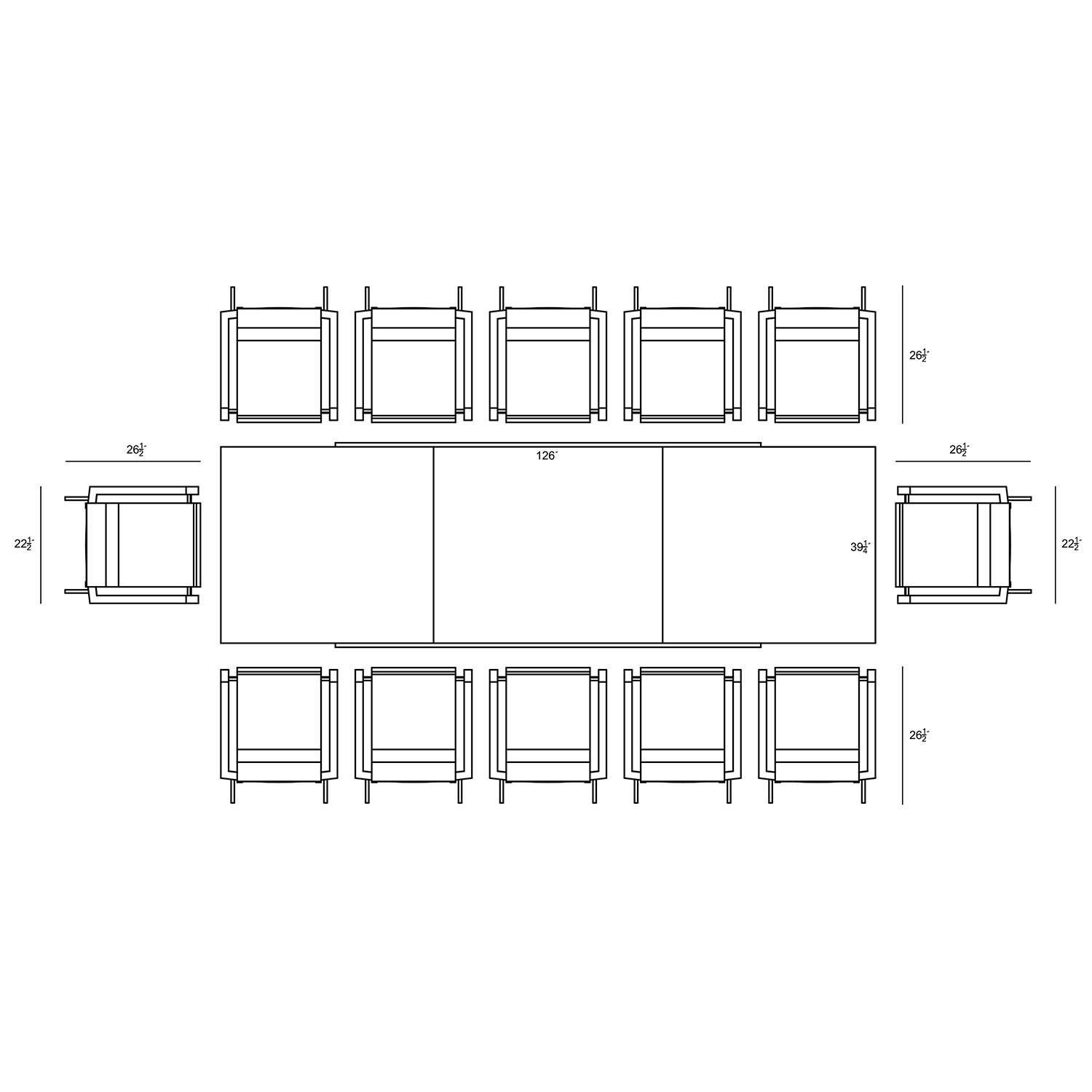 Spring Bay 13 Piece Extendable Dining Set in Black/Concrete - Dimensions - Diagram thumbnail