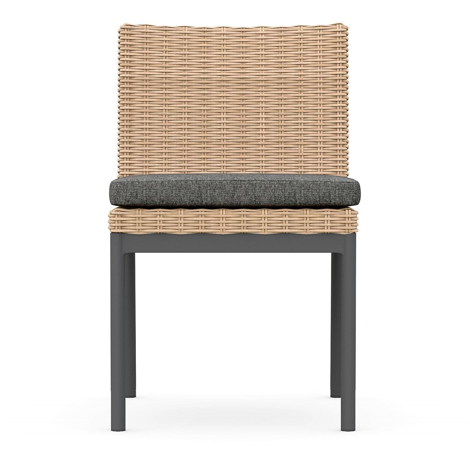 Azzurro Living Terra Wicker Armless Dining Chair in Natural/Midnight - Front - White Background thumbnail