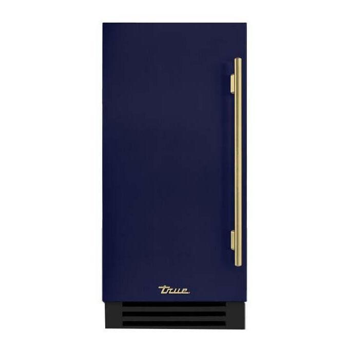 True TUIADA-15-LS-A~078-H01 ADA Height 15-Inch 75 Lb. Left Hinge Outdoor Ice Maker - Cobalt w/ Brass Handle - Display - White Background thumbnail