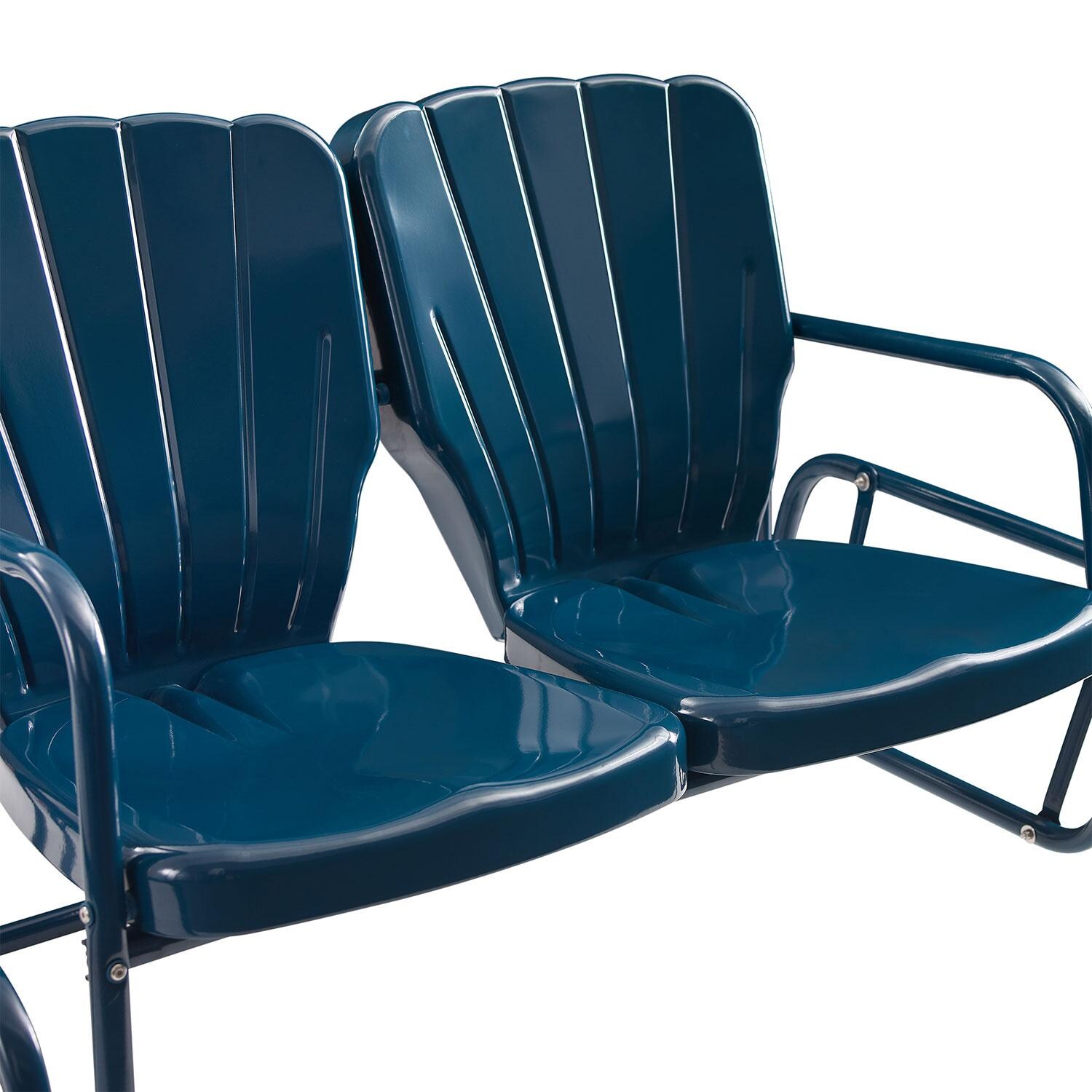 Ultimate Patio UP-32255NV 4Pc Retro Outdoor Loveseat Glider Patio Set in Navy Gloss - Loveseat - Detail thumbnail