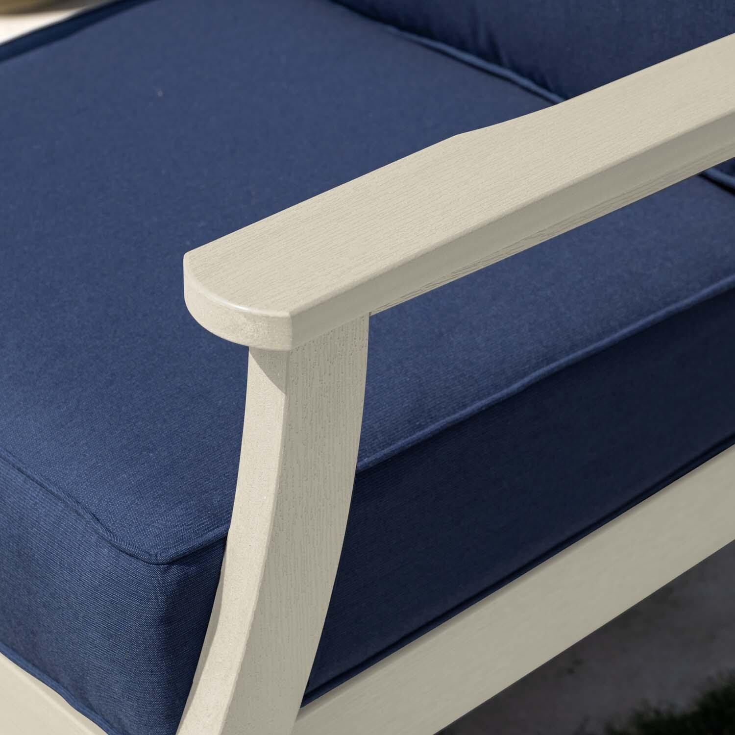 Blushing Bay Recycled Plastic Club Chair in Spectrum Indigo/Whitewash by Lakeview Outdoor Designs - Frame - Detail thumbnail