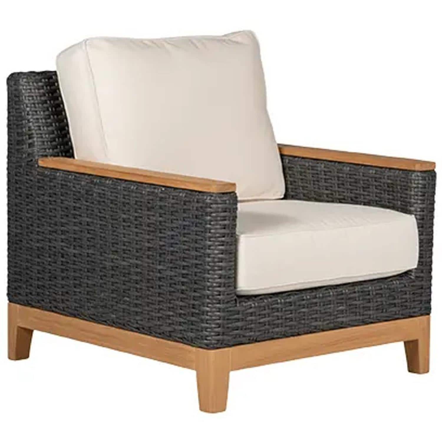 Royal Teak Collection BOCACH-W Boca Wicker Club Chair w/ Sunbrella Canvas Cushion in Gray/Canvas Natural - Chair - White Background thumbnail