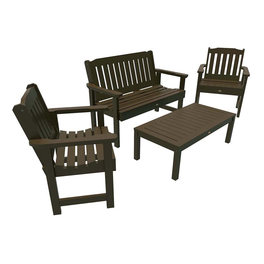 Hart Lane 4 Pc Set Polyresin Seating Set in Weathered Acorn By Lakeview Outdoor Designs - White Background thumbnail