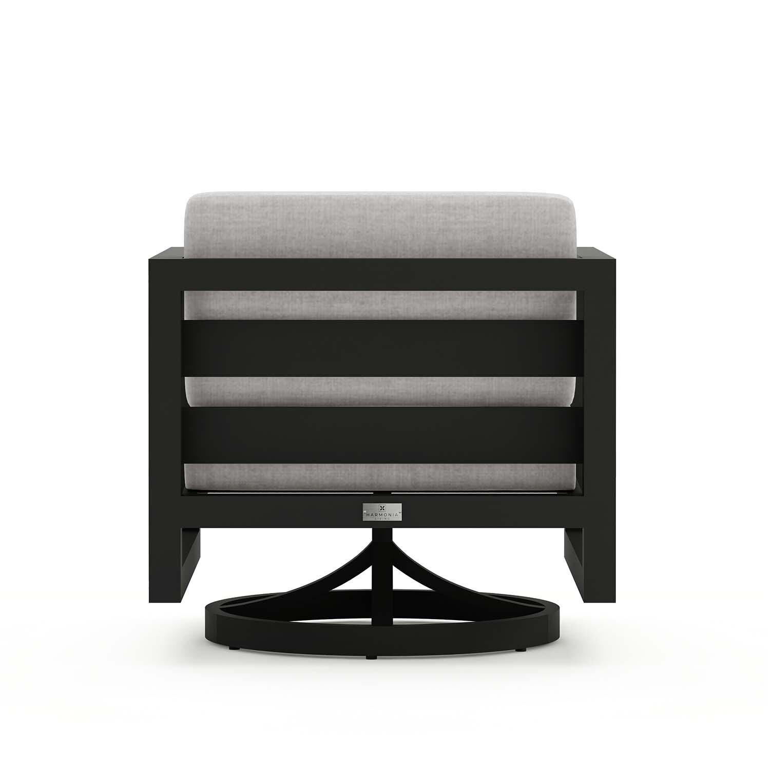 Misty Cove Aluminum Swivel Club Chair in Black/Cast Silver by Lakeview Outdoor Designs - Back - White Background thumbnail