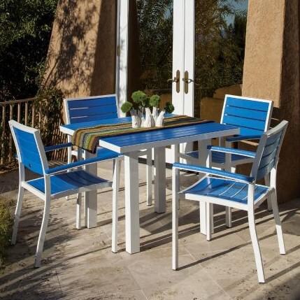 Euro 5 Piece Recycled Plastic Wood Patio Dining Set W/ 36 Inch Square