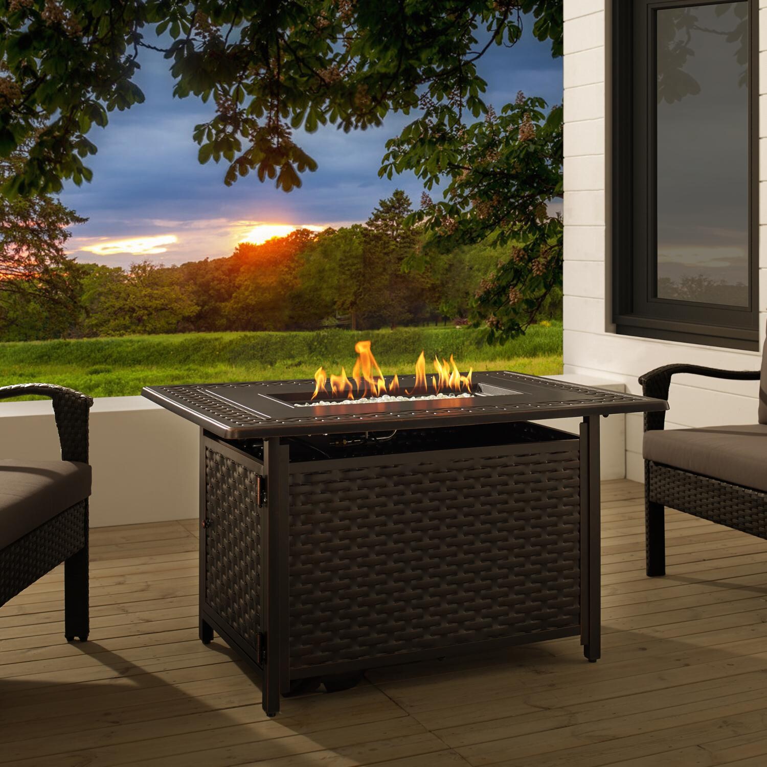 Ultimate Patio 63699 Welcome View 44-Inch Rectangular Aluminum Propane Gas Fire Pit thumbnail