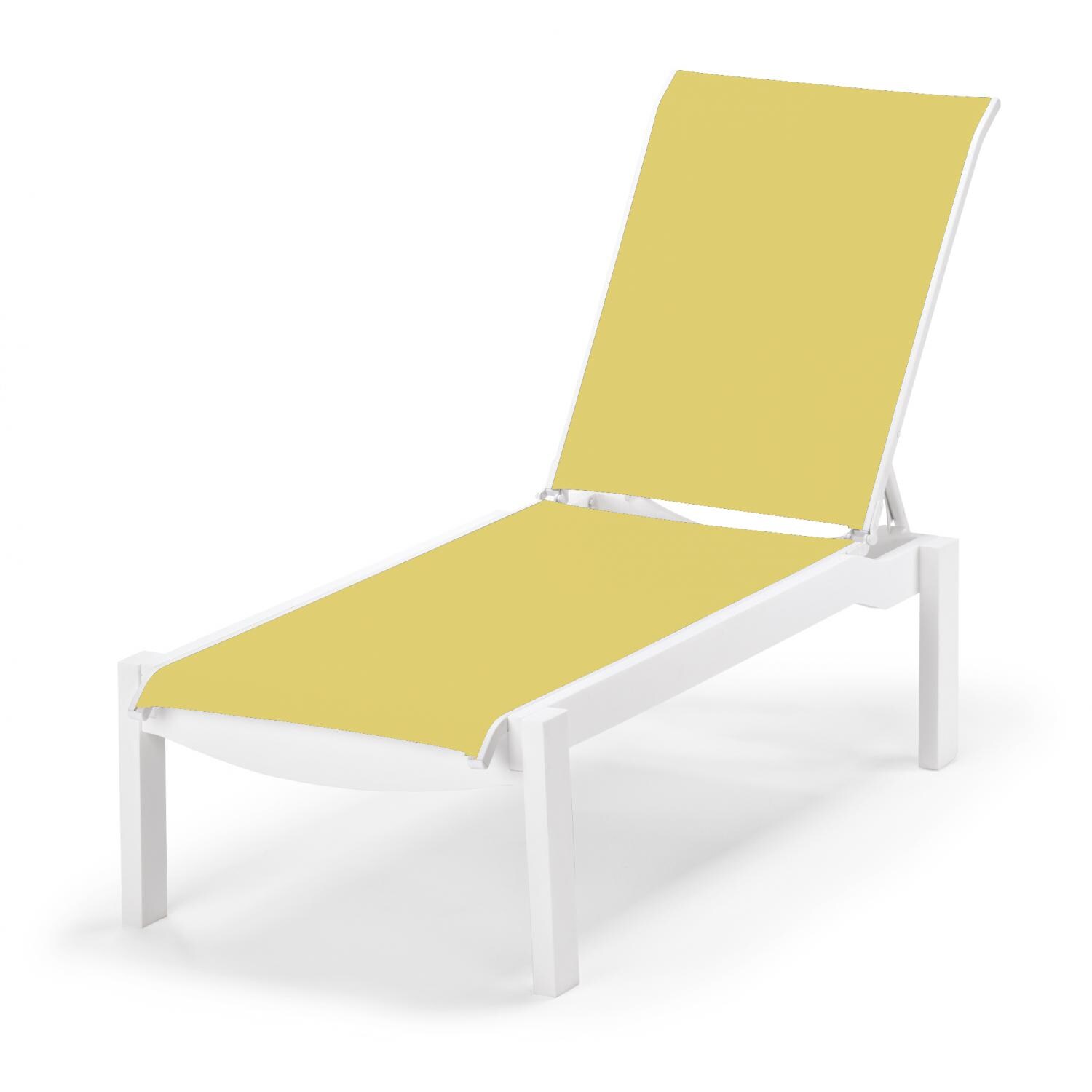 Leeward MGP Stacking Chaise Lounge With Sling Seating By Telescope Casual - Textured Snow/Yellow thumbnail