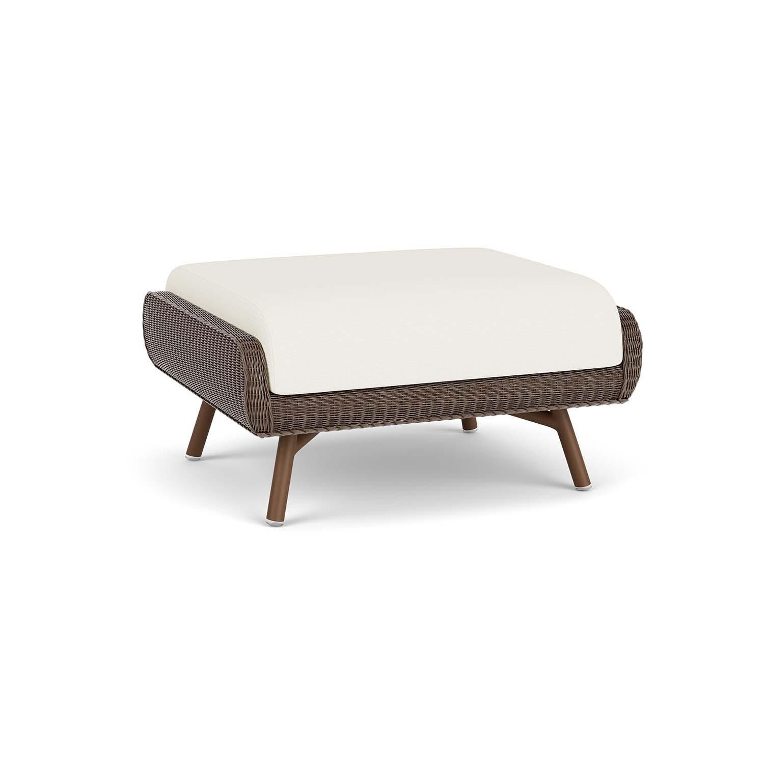 Lloyd Flanders Essence Ottoman W/Sailcloth Salt Fabric - Bark Finish - Back Left thumbnail