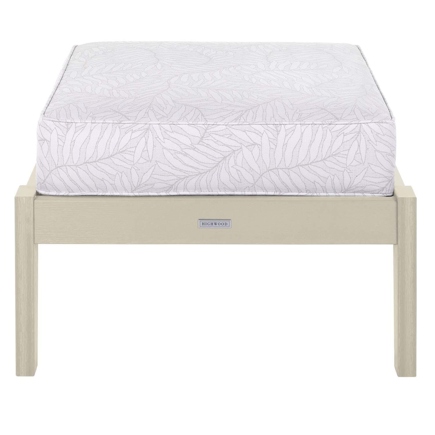 Blushing Bay Recycled Plastic Ottoman in Lively Parchment/Whitewash by Lakeview Outdoor Designs - White Background thumbnail