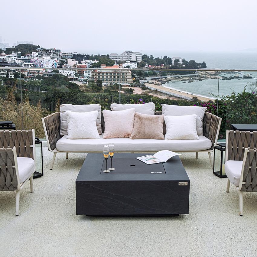 Elementi Roraima OFG411SL-LP 40-Inch Propane Slate Black Fire Pit Table - Covered With Aluminum Lid - Lifestyle thumbnail