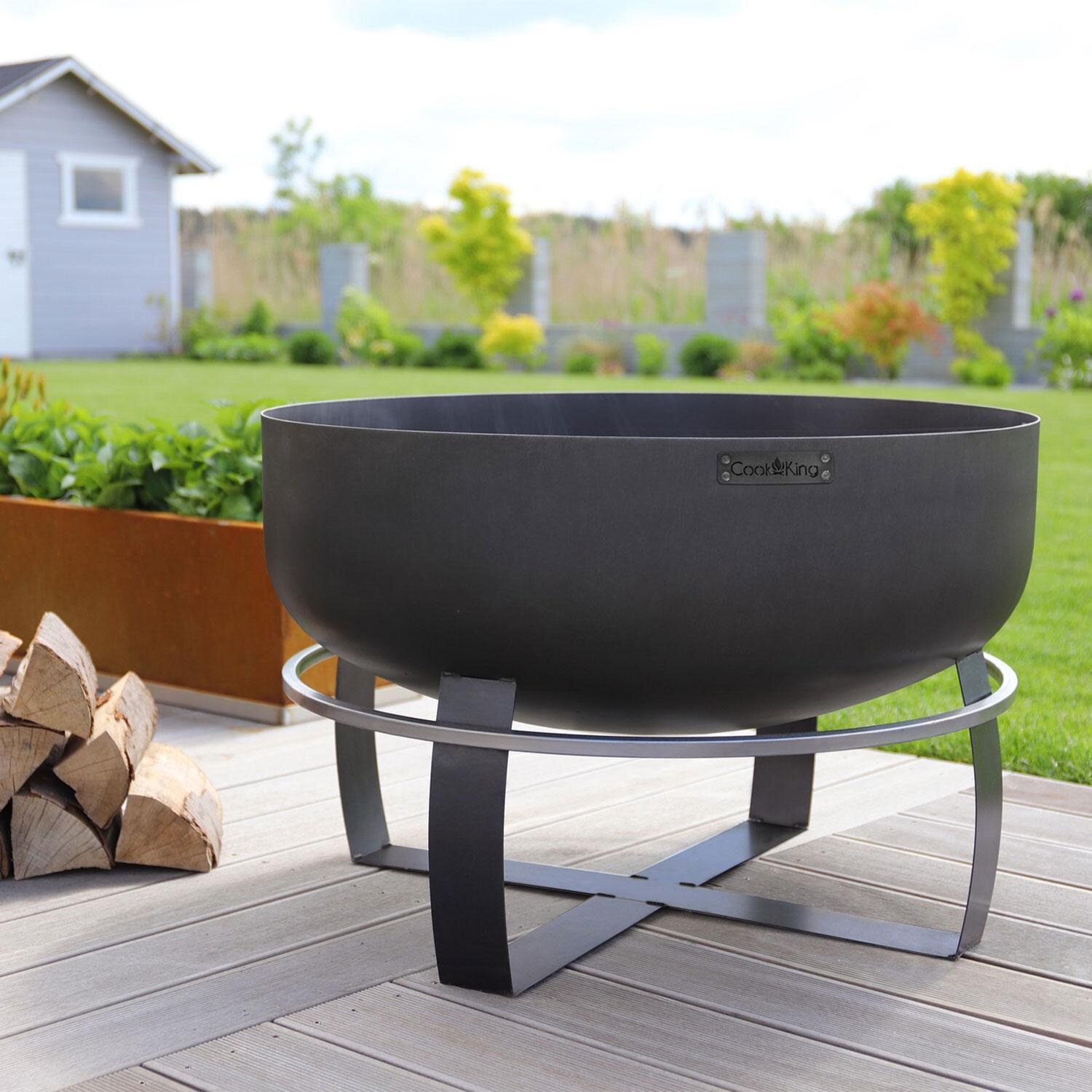 Cook King Viking XXL 111562 31 1/2 Inch Deep Bowl Wood Burning Fire Pit by Good Directions - On Patio - Lifestyle thumbnail