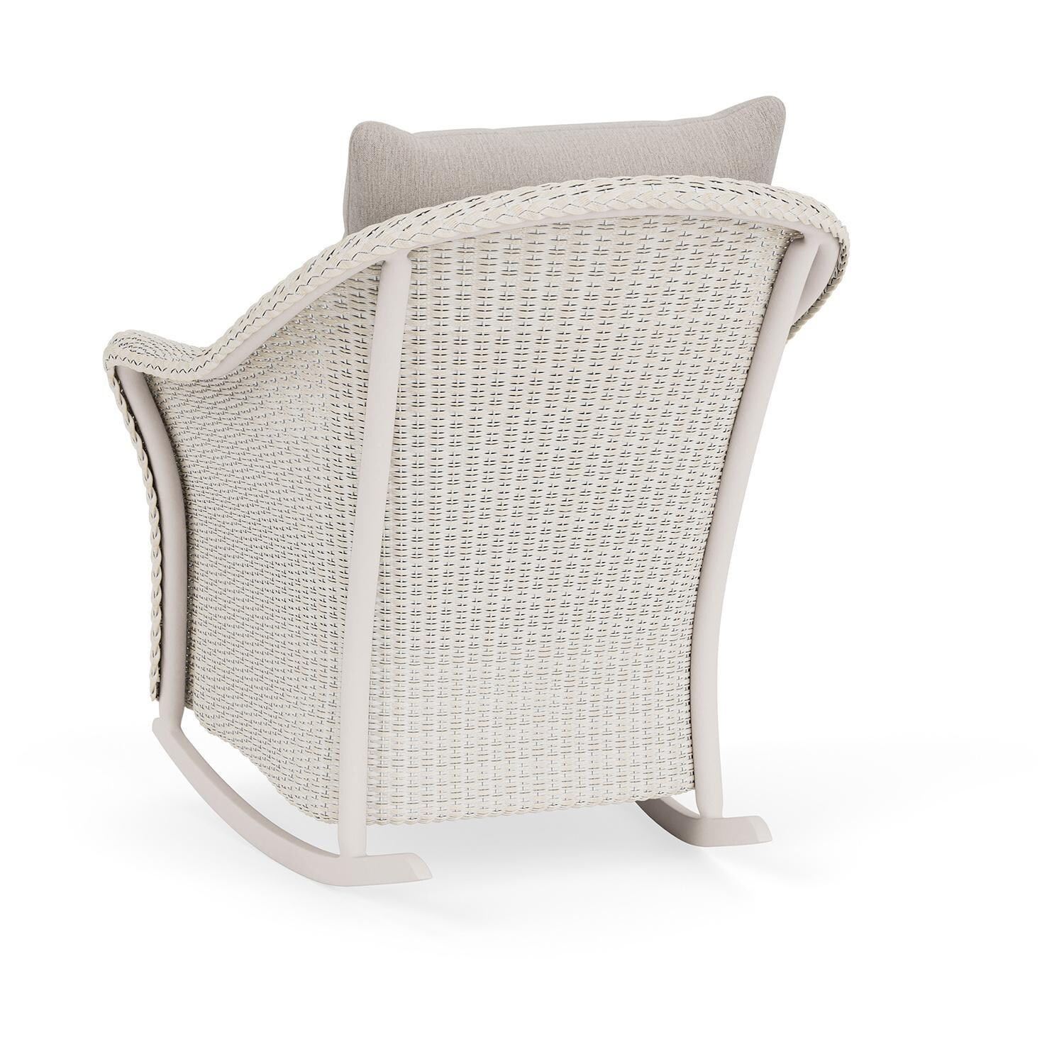 Lloyd Flanders Weekend Retreat Lounge Rocker in Antique White Finish W/ Remy Cloud Fabric - Back Left thumbnail