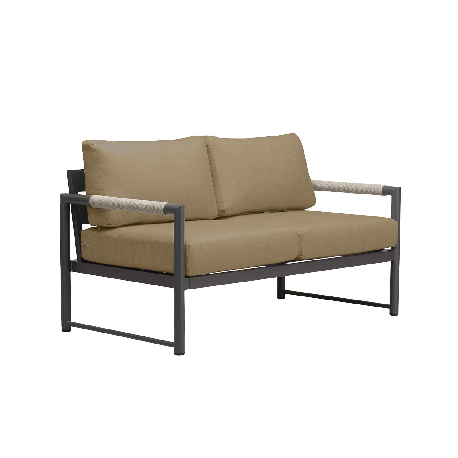 Lakeview AVEBAY-SL-PG-LS-HB Avenue Bay Slate/Pebble Gray Loveseat - Heather Beige - Angled - White Background thumbnail